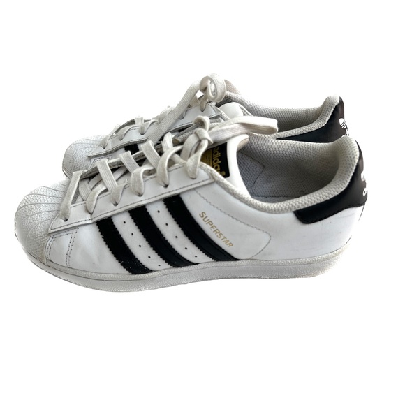 Adidas Superstar Sneakers White w.Navy Blue Stripes Womens Runners Size 6 1/2 - Picture 4 of 10